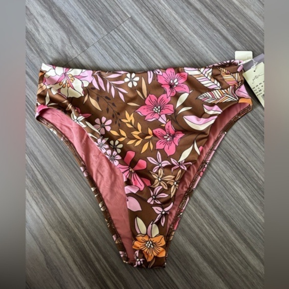 Floral Pink and Brown Women's Swim Bottom